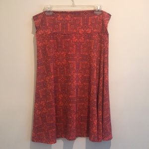 LulaRoe Azure Skirt Size Large. Orange and blue.